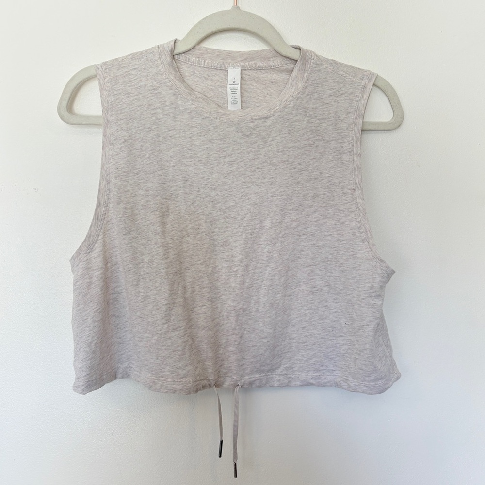 Lululemon Athletica Heather Gray Crop Top 4 Drawstring Sleeveless Muscle Tank
